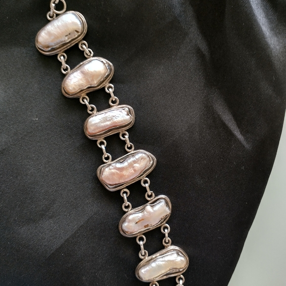 VTG STERLING SILVER Heavy MOP Bracelet & Pendant - Picture 5 of 11